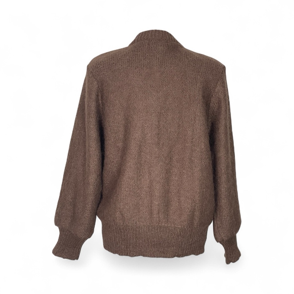 Wool blend Vintage Brown Cable Knit Cardigan Sweater M - Picture 4 of 7
